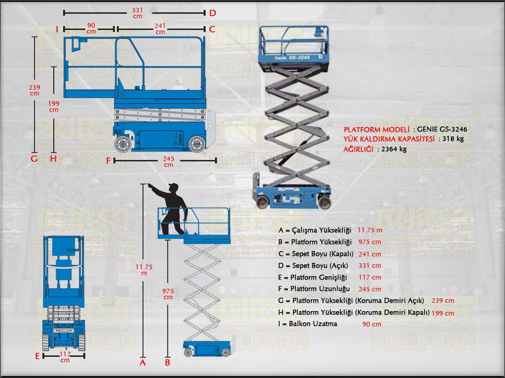 12 Metre Akülü Makaslı Platform
